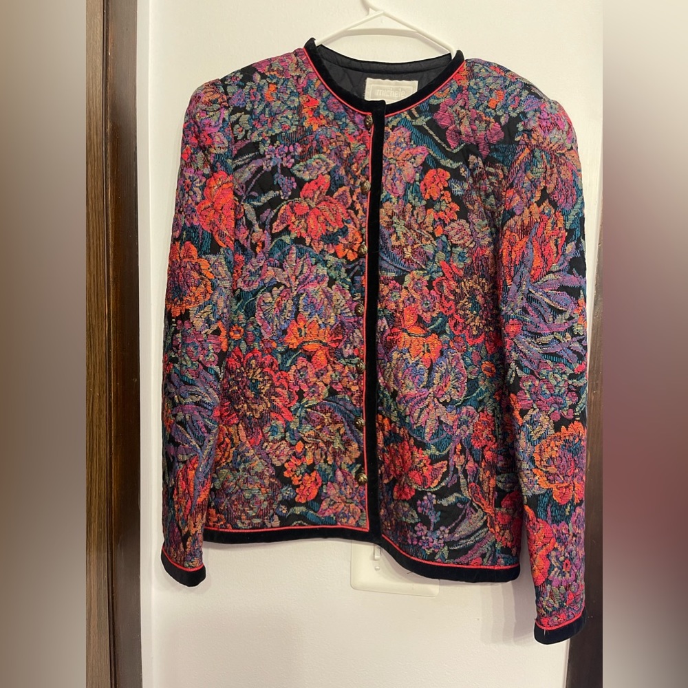 Michele vintage, beautiful quilt, crop jacket size 12